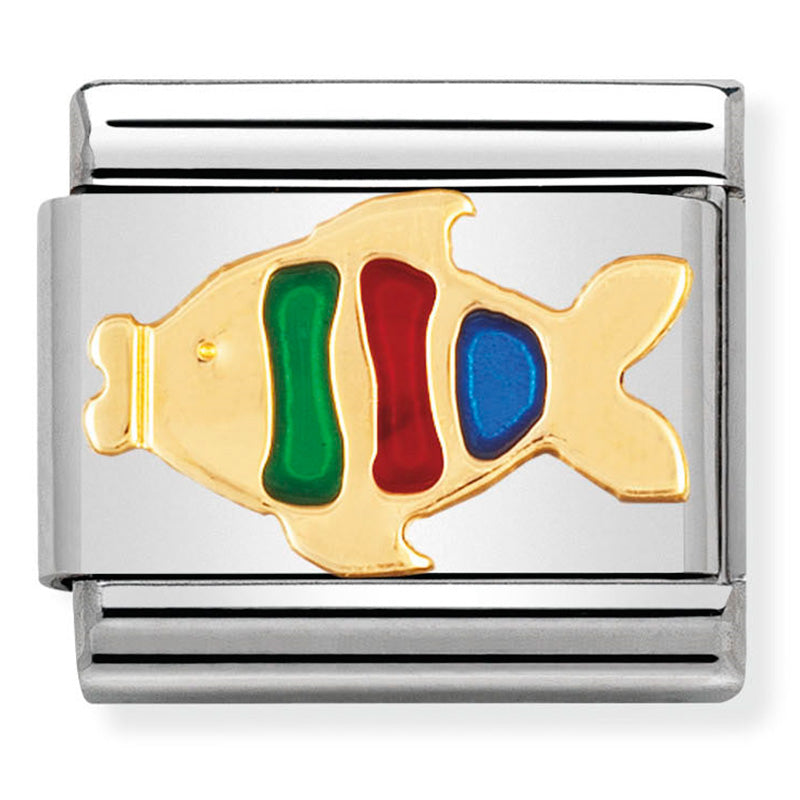 Nomination - st/steel, enamel & 18ct gold (fish)