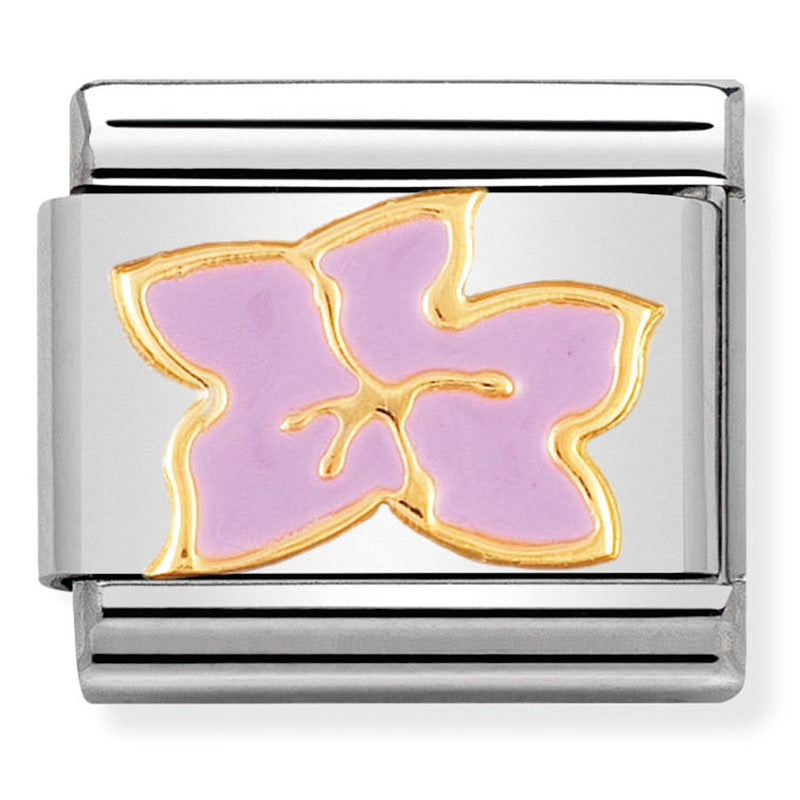 Nomination - Stainless Steel, Enamel & 18ct Gold Hibiscus Flower