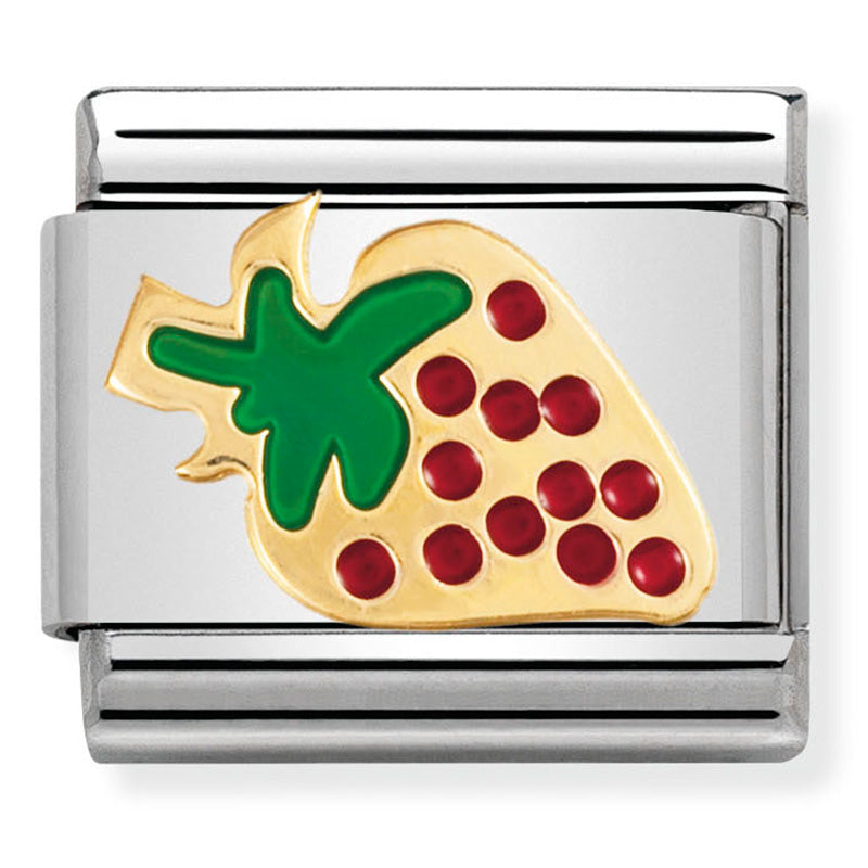 Nomination - Stainless Steel, Enamel & 18ct Gold Strawberry