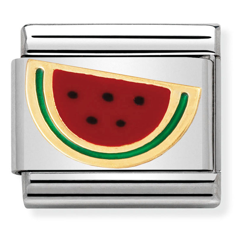 Nomination - classic fruits st/steel, enamel & 18ct gold (watermelon)
