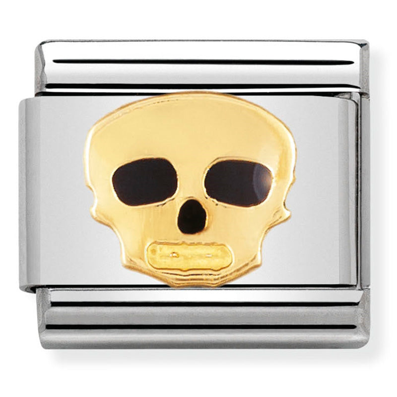 Nomination - st/steel, enamel & 18ct gold (skull)