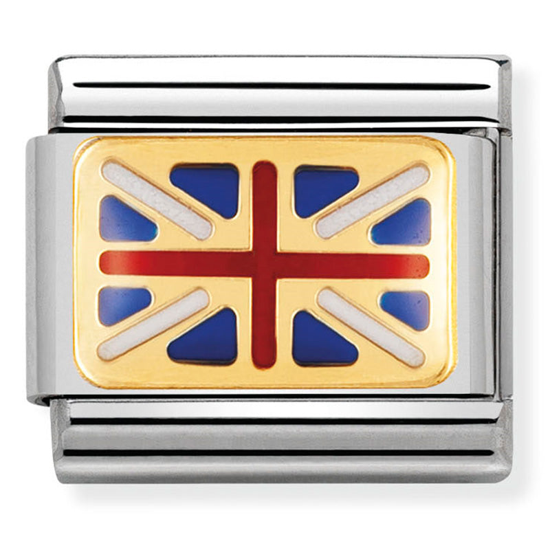 Nomination - Stainless Steel, Enamel & 18ct Gold Great Britain Flag
