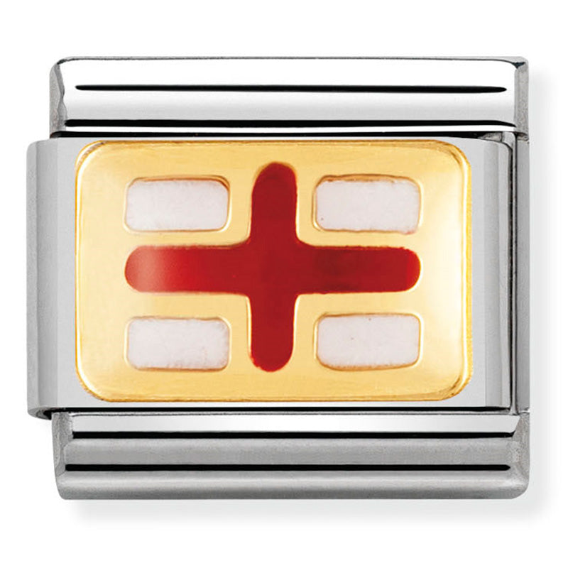 Nominaiton - Stainless Steel, Enamel & 18ct Gold England Flag