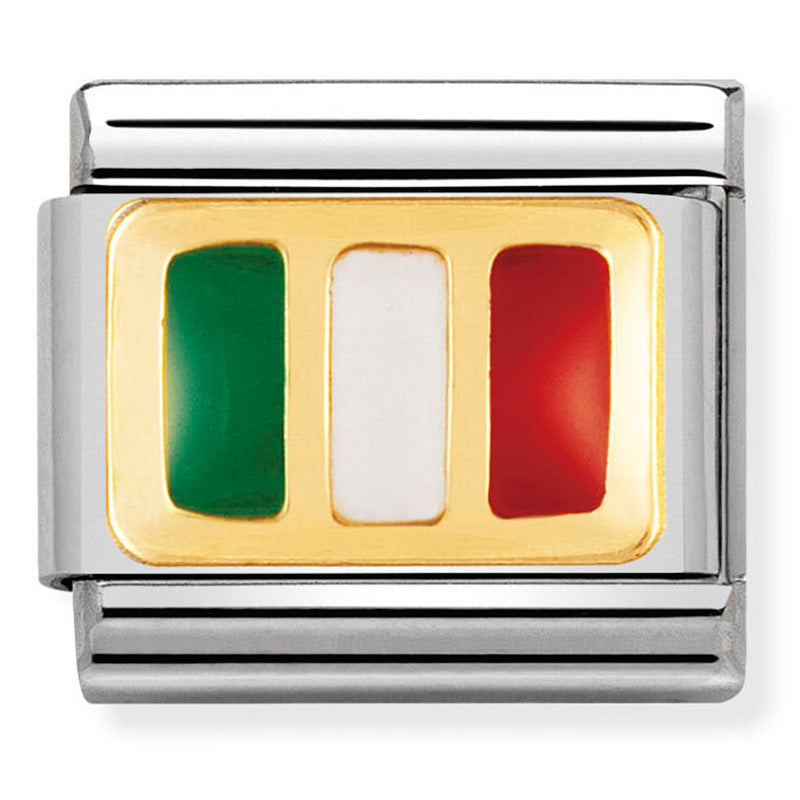 Nomination - classic europe flag st/steel, enamel & 18ct gold (italy)