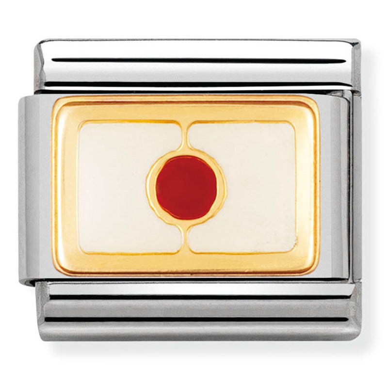 Nomination - classic asia flag st/steel, enamel & 18ct gold (japan)