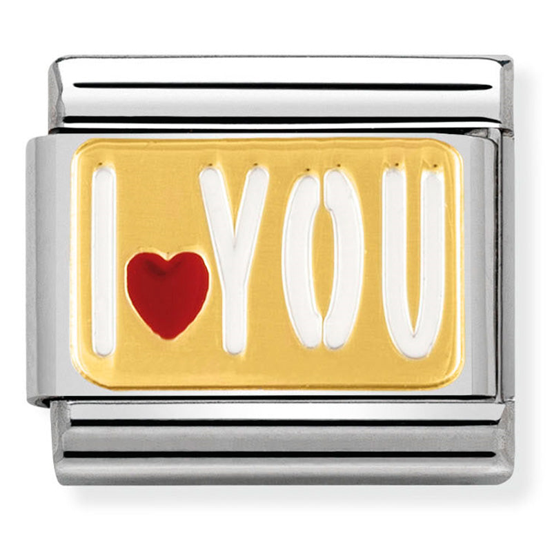 Nomination - Stainless Steel, Enamel & 18ct Gold I Heart You
