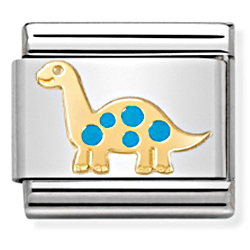 Nomination - Stainless Steel, Enamel & 18ct Gold Brontosaurus Dinosaur