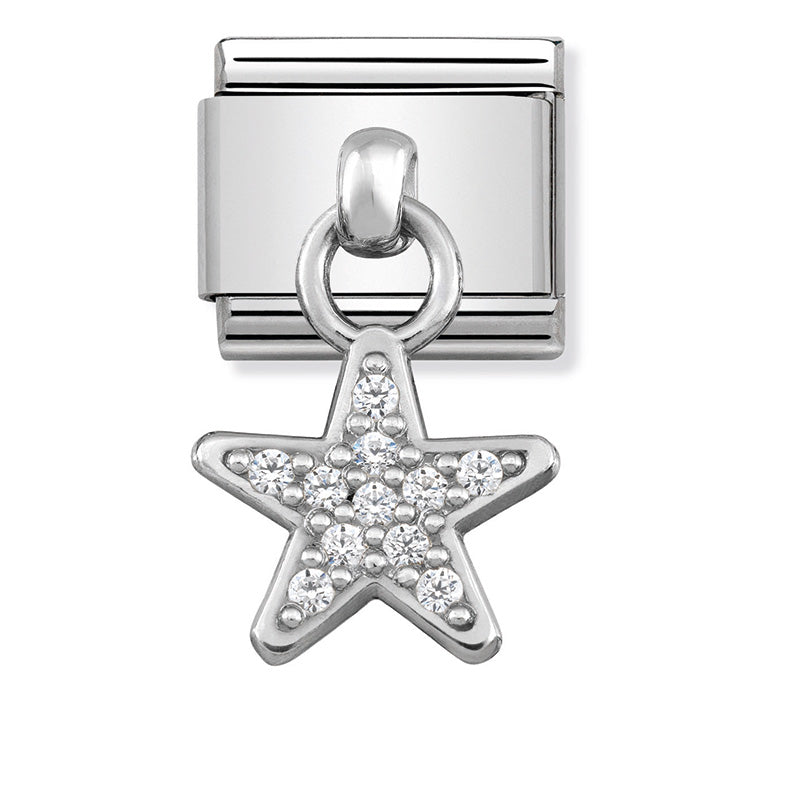 Nomination - Stainless Steel and Sterling Silver Hanging Star with CZ