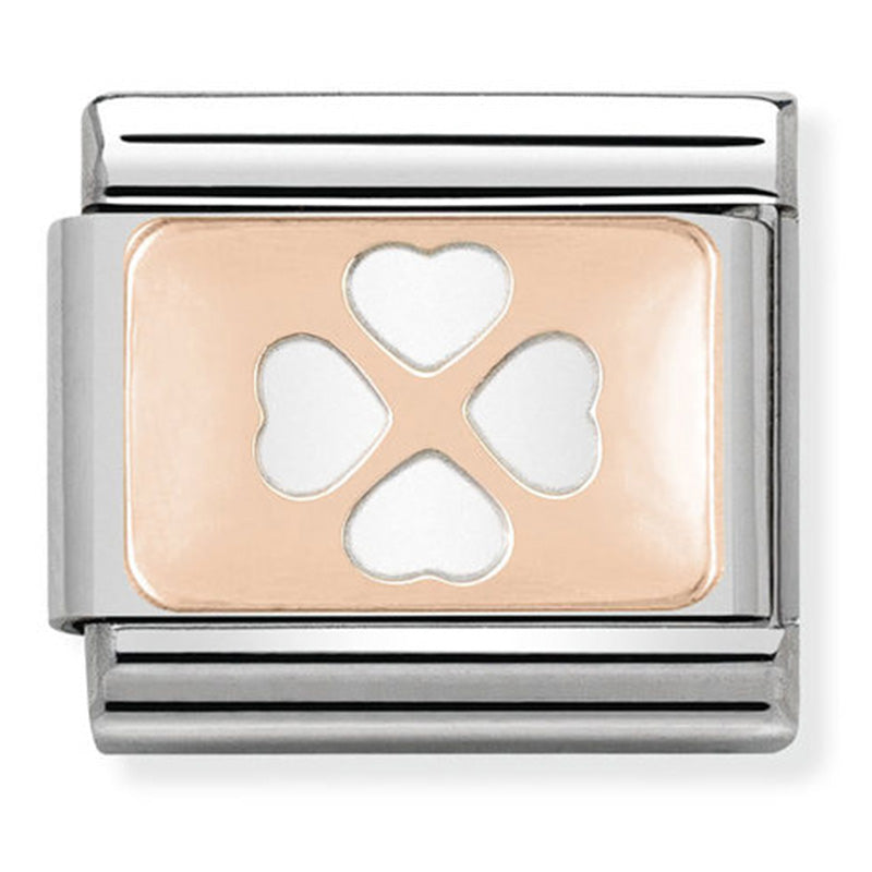 Nomination - Stainless Steel and 9ct Rose Gold Four Leaf Clover