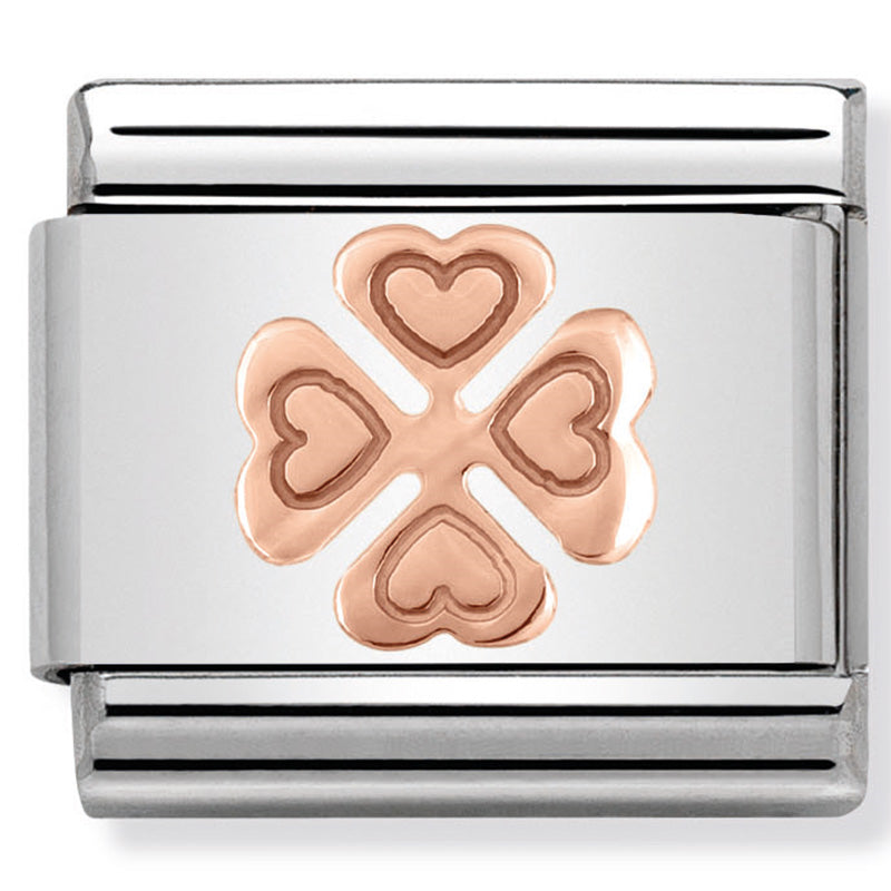 Nomination - Stainless Steel and 9ct Rose Gold Four Leaf Clover