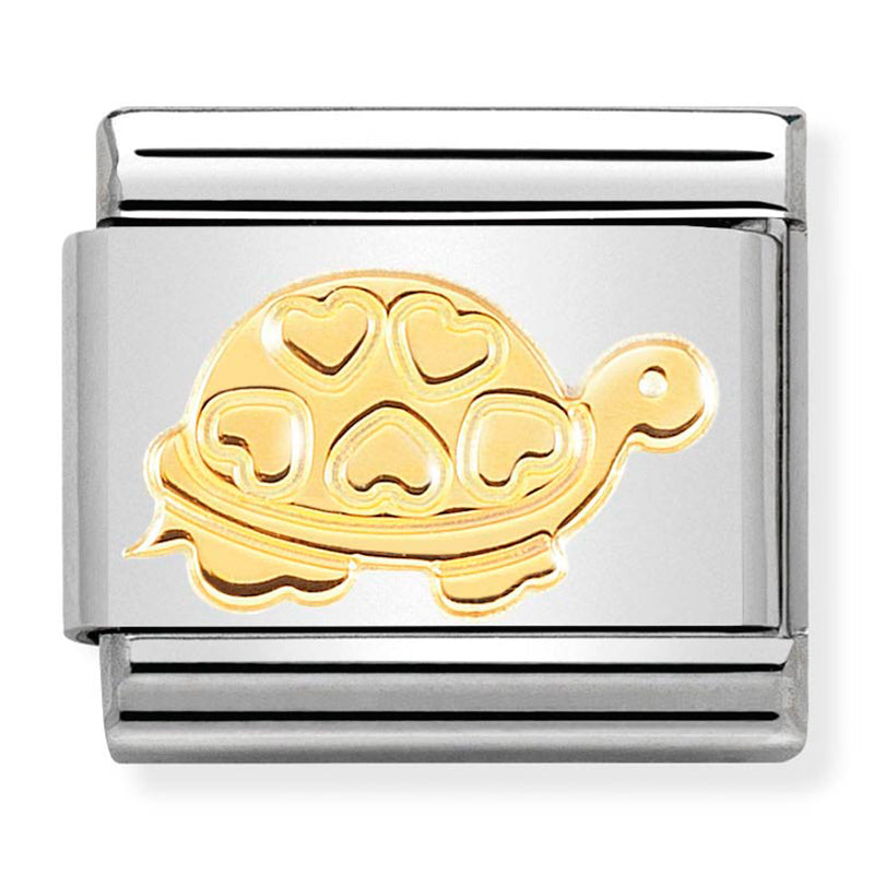 Nomination - classic symbols stainless steel & 18ct gold (turtle with hearts)