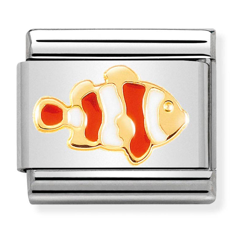 Nomination - classic symbols st/steel,18ct gold & enamel (clownfish)