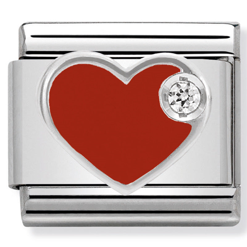 Nomination - Stainless Steel and Sterling Silver Enamel and CZ Red Heart