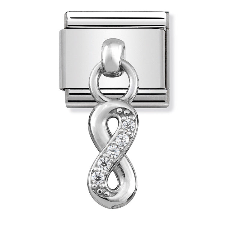 Nomination - Stainless Steel and Sterling Silver Dangling CZ Infinity