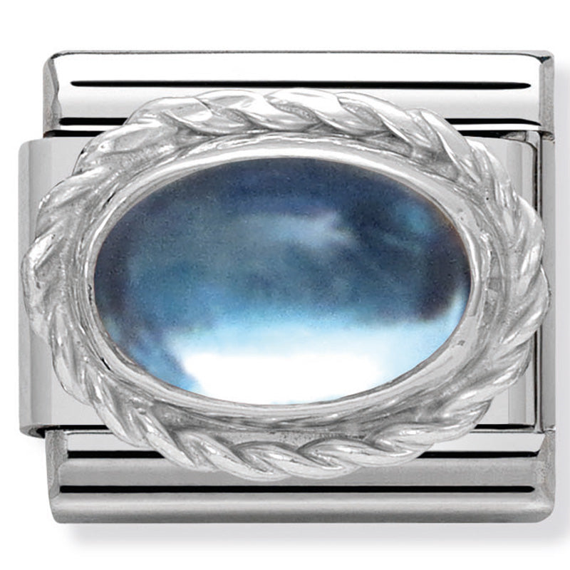Nomination - classic semi precious stones st/steel, silver 925, twist detail (light blue topaz)
