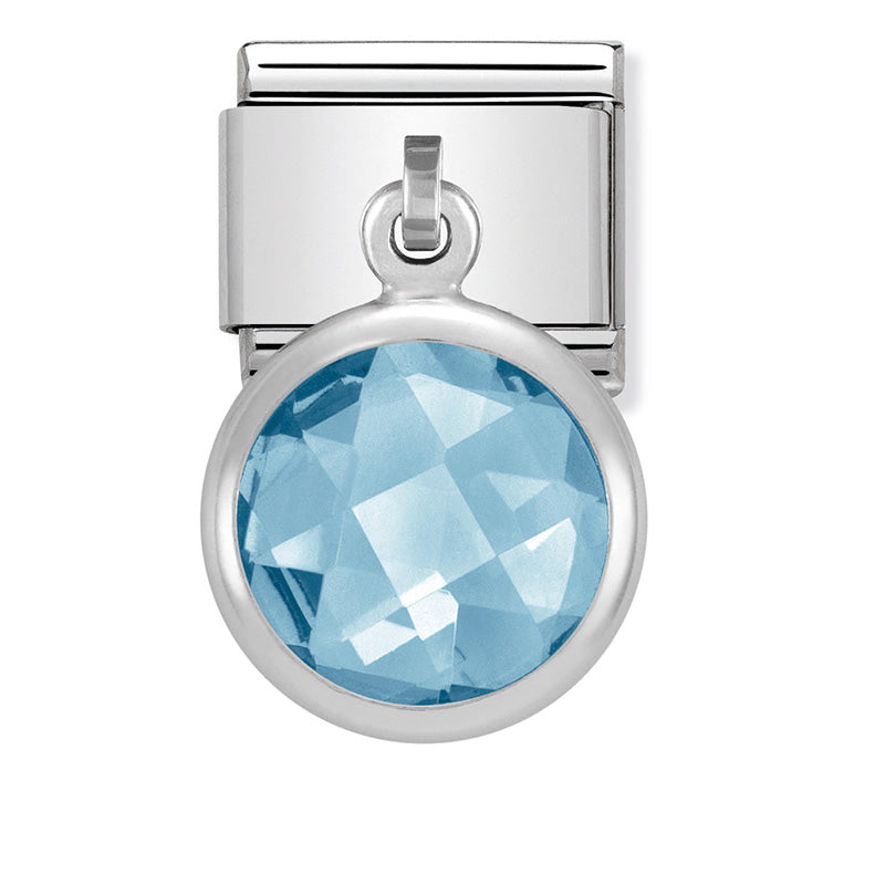 Nomination - Stainless Steel and Sterling Silver Dangling Light Blue Faceted CZ