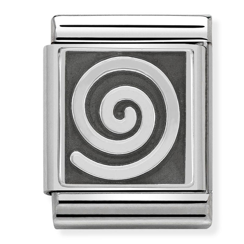 Nomination - Stainless Steel and Sterling Silver Big Oxidised Abstract Symbol