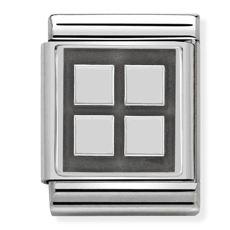Nomination - Stainless Steel and Sterling Silver Big Oxidised Four Sqaures