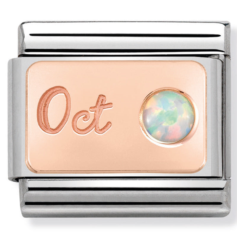 Nomination - Stainless Steel and 9ct Rose Gold Opal (October)