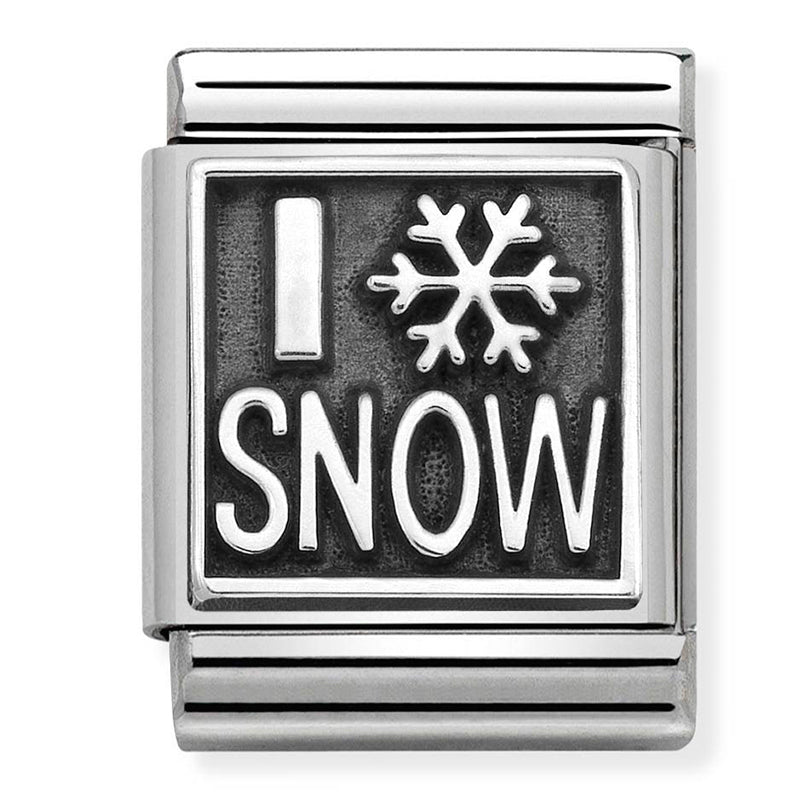 Nomination - Stainless Steel and Sterling Silver Big Oxidised I Love Snow