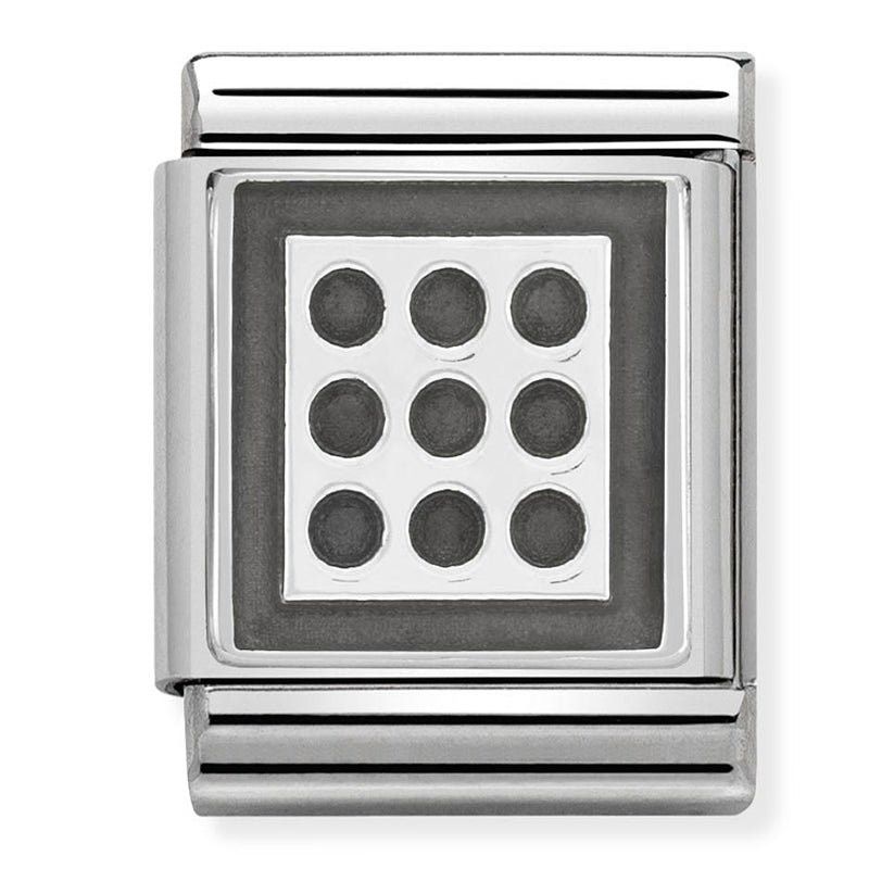 Nomination - Stainless Steel and Sterling Silver Big Oxidised 9 Hole Grid