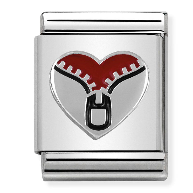 Nomination - Stainless Steel, Sterling Silver and Enamel Zip Heart