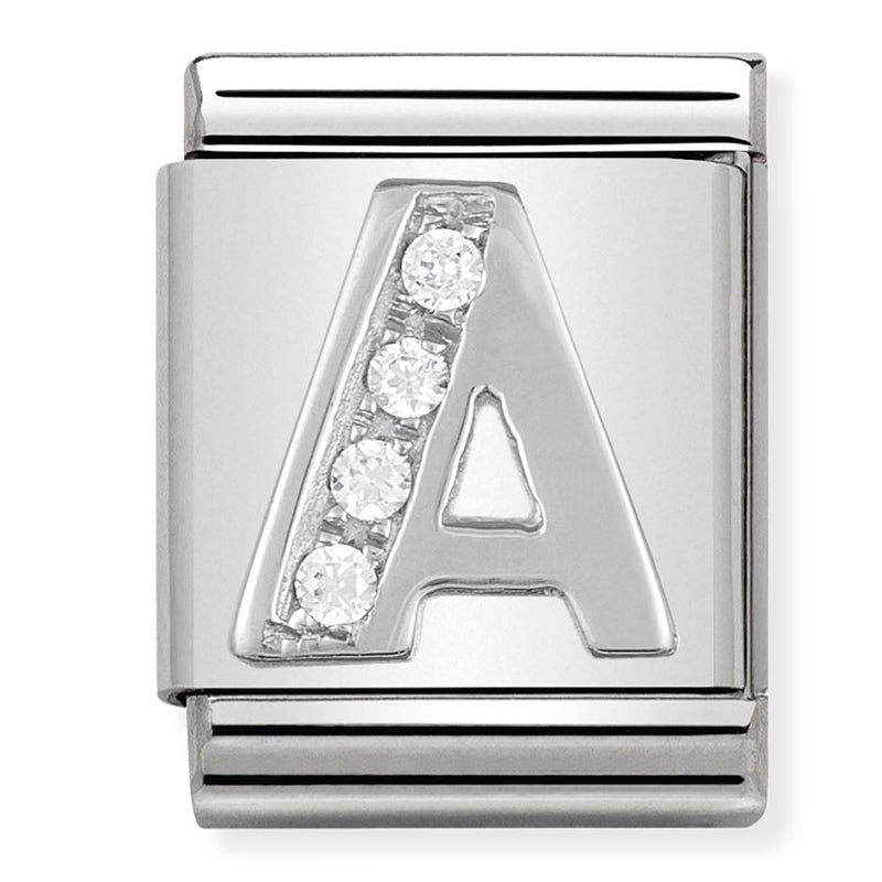 Nomination - Stainless Steel and Sterling Silver Big CZ Letter A