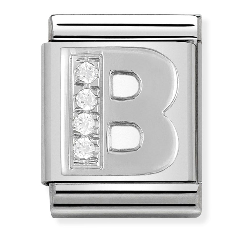 Nomination - Stainless Steel and Sterling Silver Big CZ Letter B