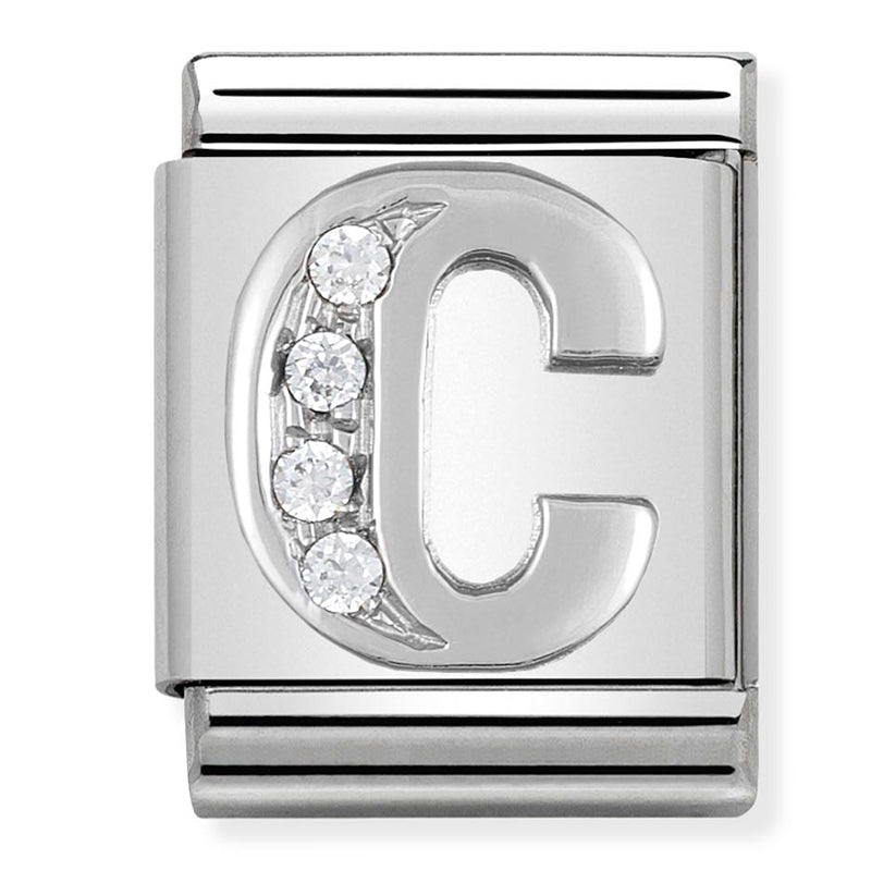 Nomination - Stainless Steel and Sterling Silver Big CZ Letter C