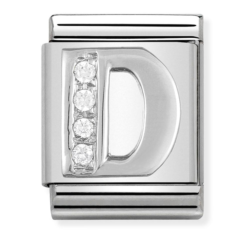 Nomination - Stainless Steel and Sterling Silver Big CZ Letter D