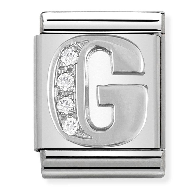 Nomination - Stainless Steel and Sterling Silver Big CZ Letter G