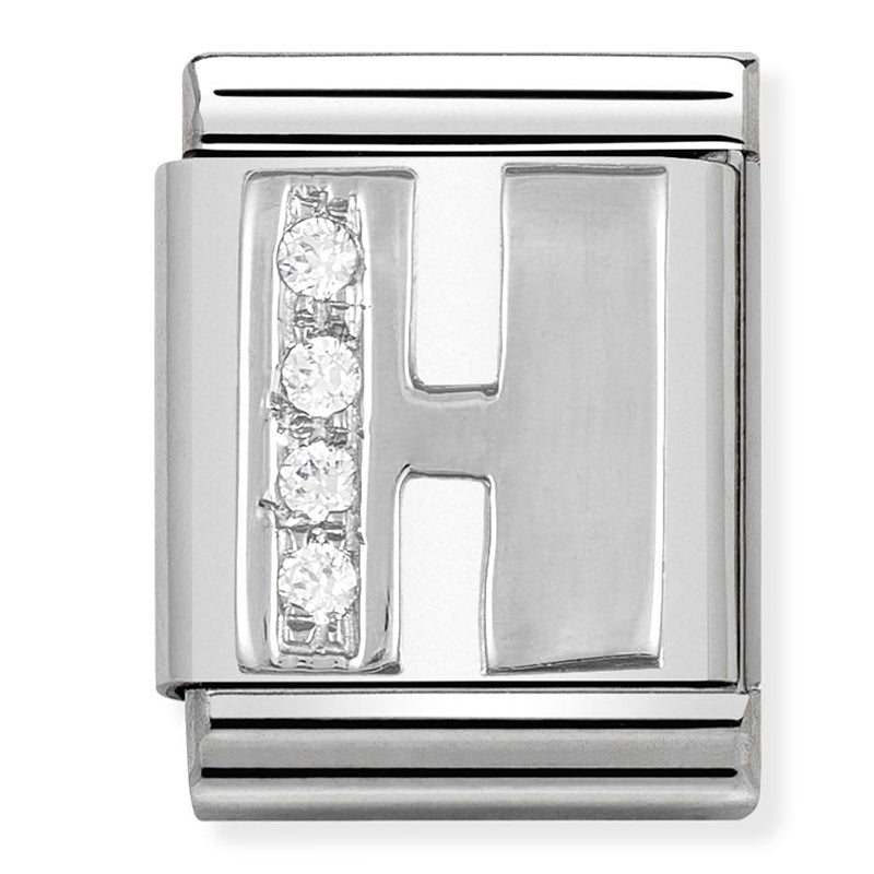 Nomination - Stainless Steel and Sterling Silver Big CZ Letter H