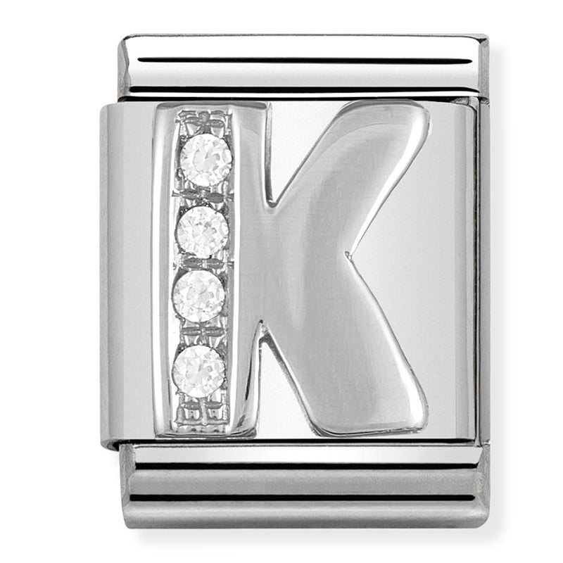 Nomination - Stainless Steel and Sterling Silver Big CZ Letter K
