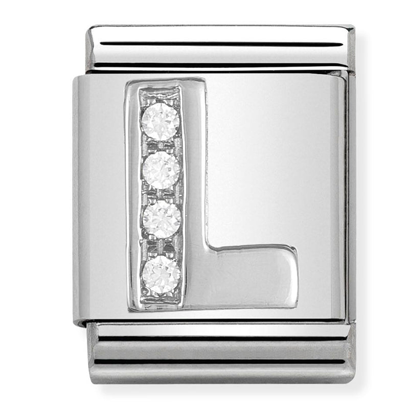 Nomination - Stainless Steel and Sterling Silver Big CZ Letter L