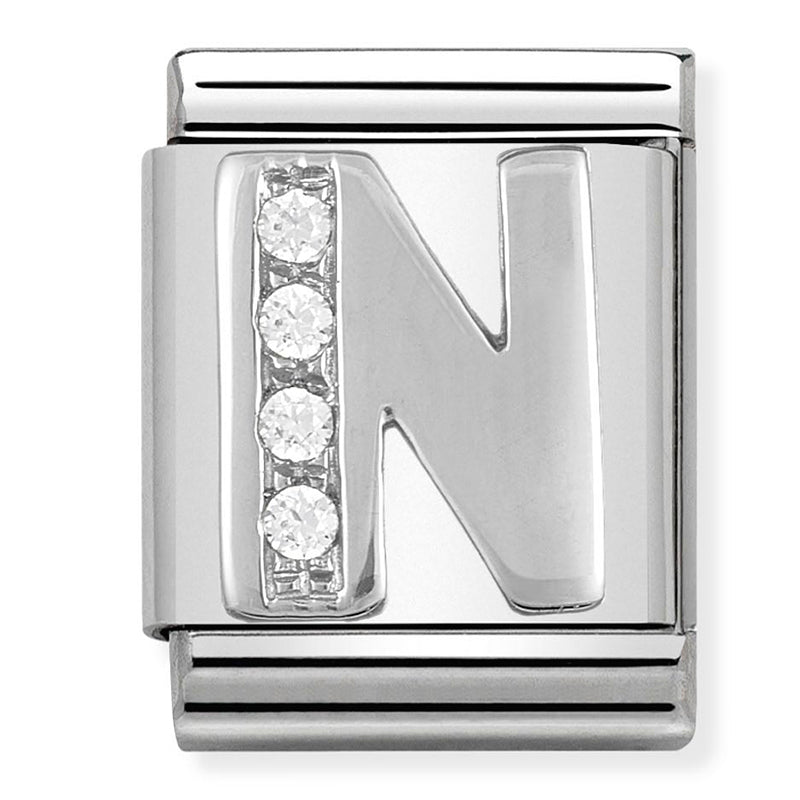 Nomination - Stainless Steel and Sterling Silver Big CZ Letter N