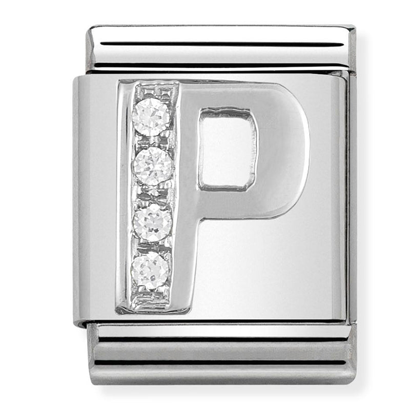 Nomination - Stainless Steel and Sterling Silver Big CZ Letter P