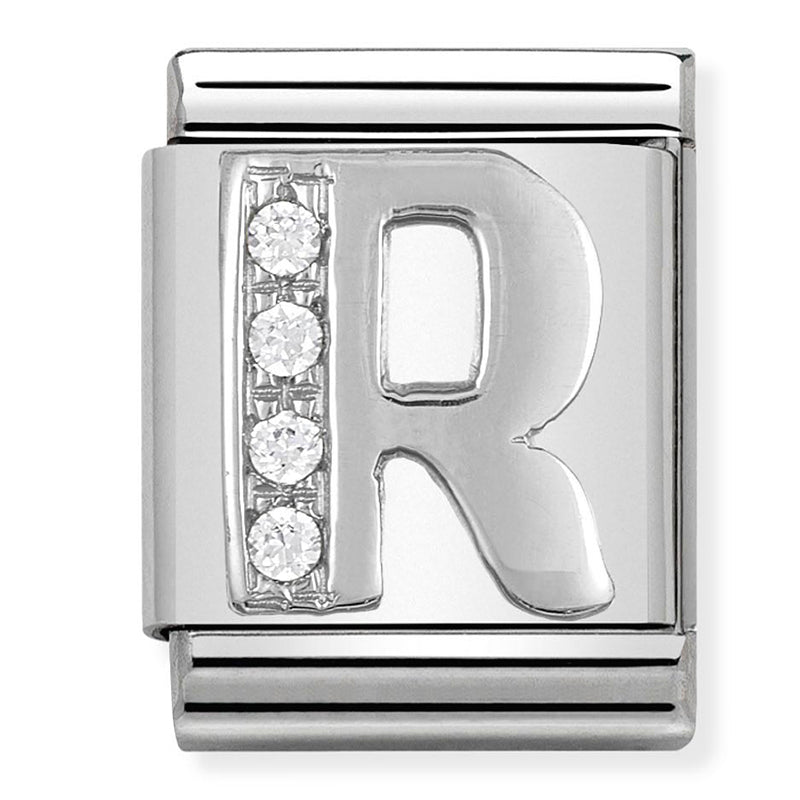 Nomination - Stainless Steel and Sterling Silver Big CZ Letter R
