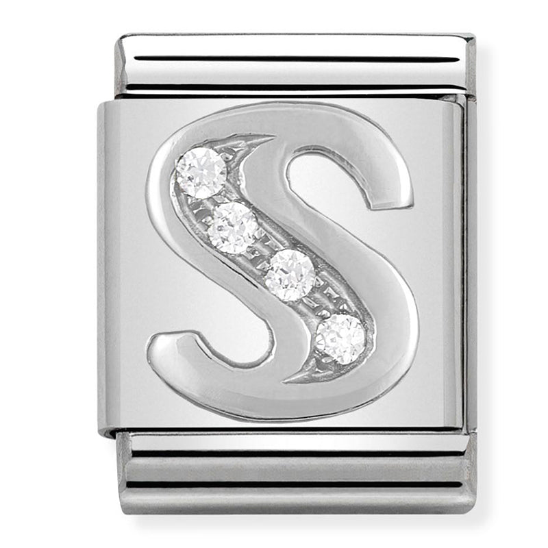 Nomination - Stainless Steel and Sterling Silver Big CZ Letter S