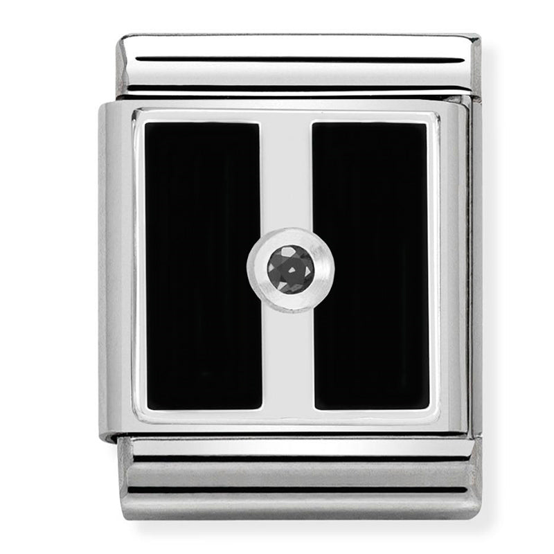 Nomination - Big Stainless Steel, Sterling Silver and Enamel Plaque with CZ and Zircon