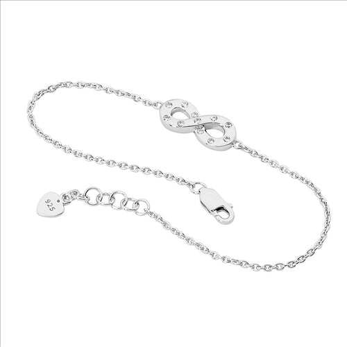 Bracelet - Sterling silver white Cubic zirconia hammer set infinity bracelet
