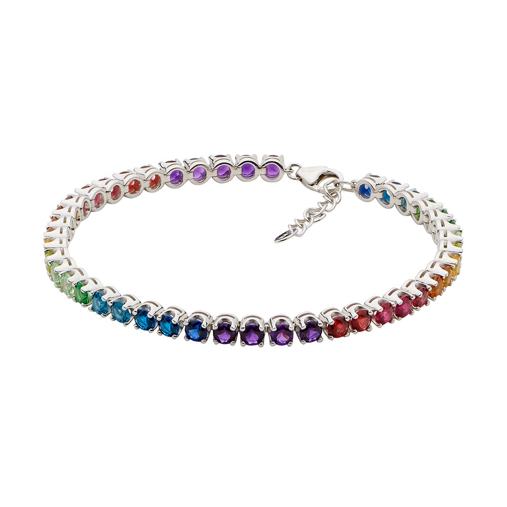 Sterling Silver Multi Colour CZ Tennis Bracelet