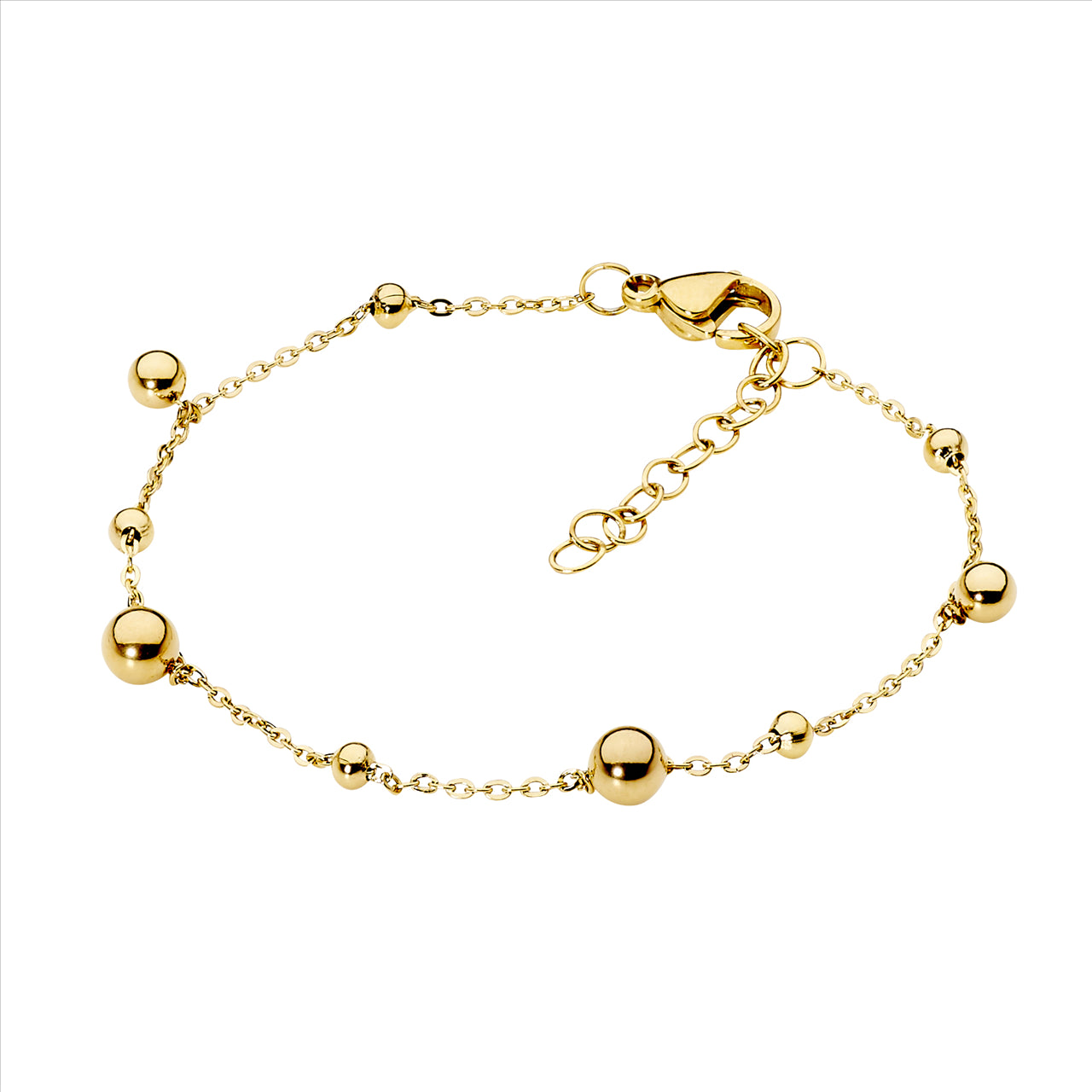Stainless Steel, Gold Plated Ball Feature Bracelet