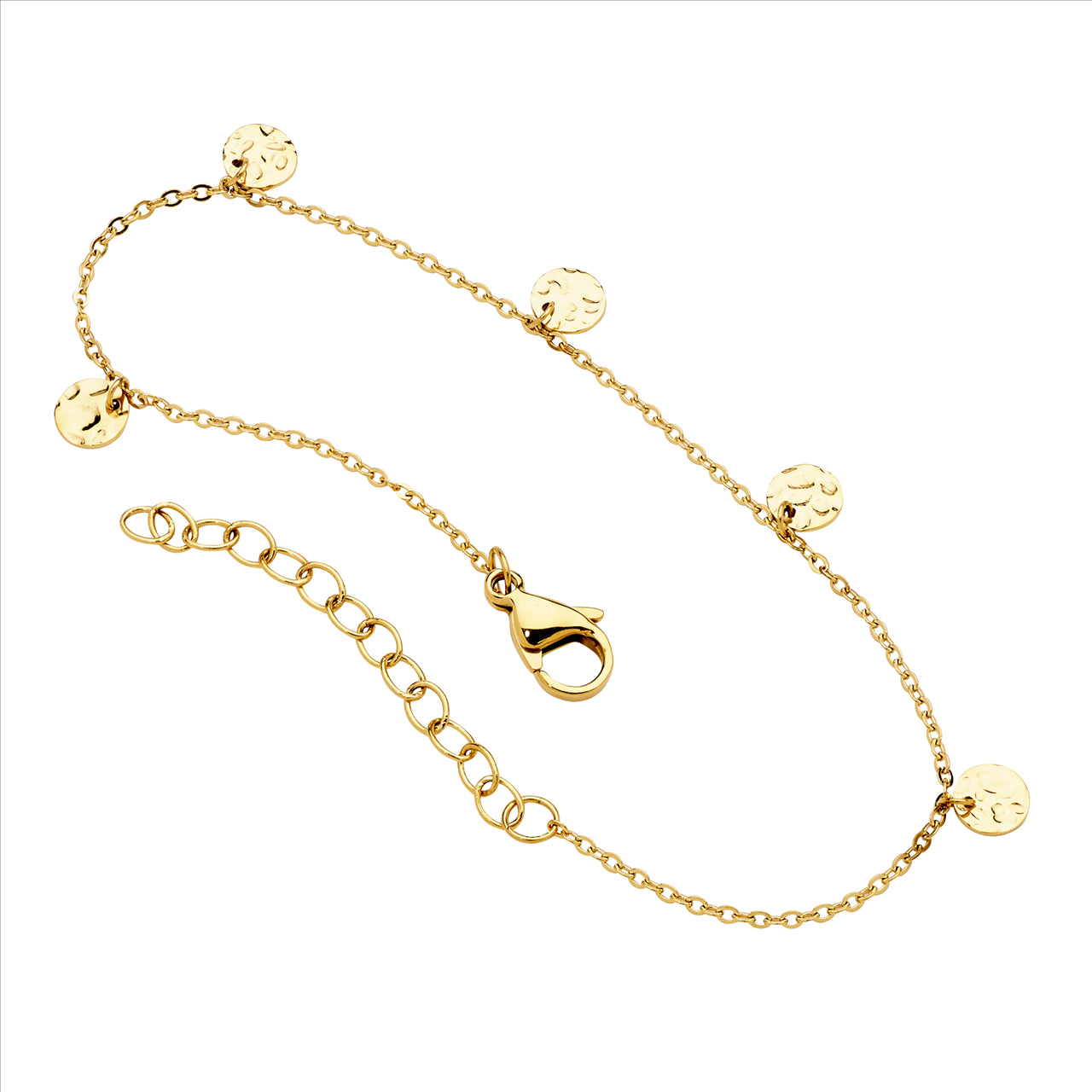Stainless Steel, Gold Plated Disk Feature Bracelet