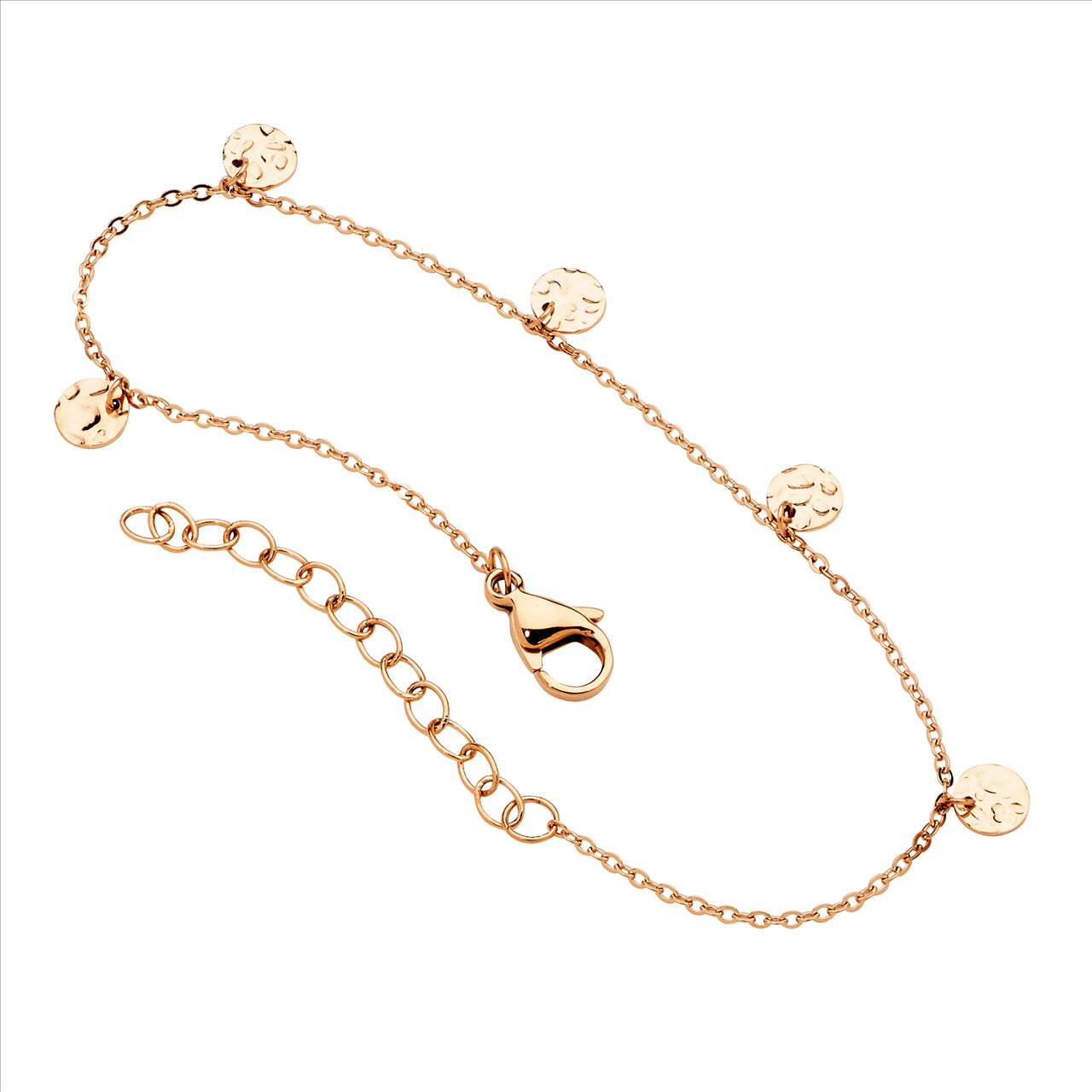 Stainless Steel, Rose Gold Plated Disk Feature Bracelet