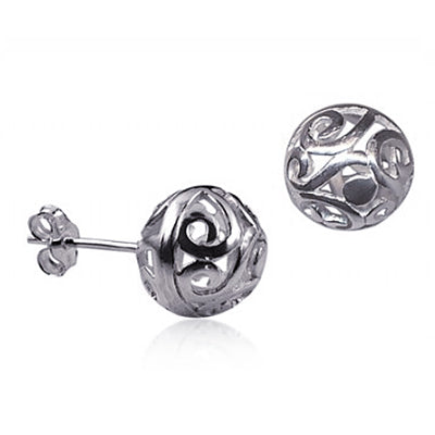 Earrings - Sterling silver 10mm filigree ball studs