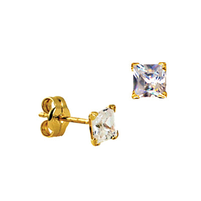 Sterling Silver 4mm Square CZ Studs