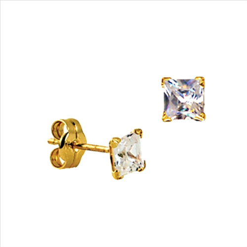 Sterling Silver 4mm Square CZ Studs