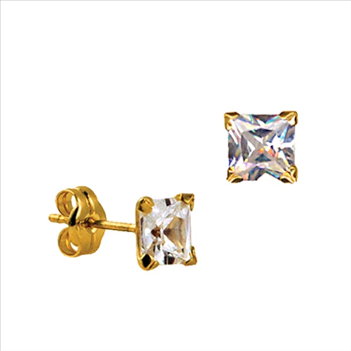 Sterling Silver 5mm Square CZ Studs