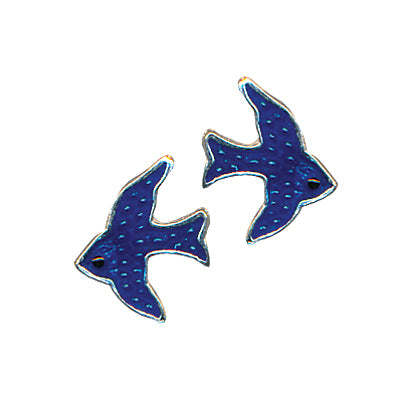 Earrings - Sterling silver large blue bird earrings