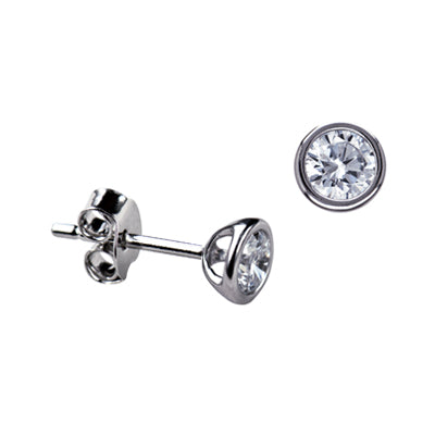 Sterling Silver 4mm CZ Bezel Set Studs